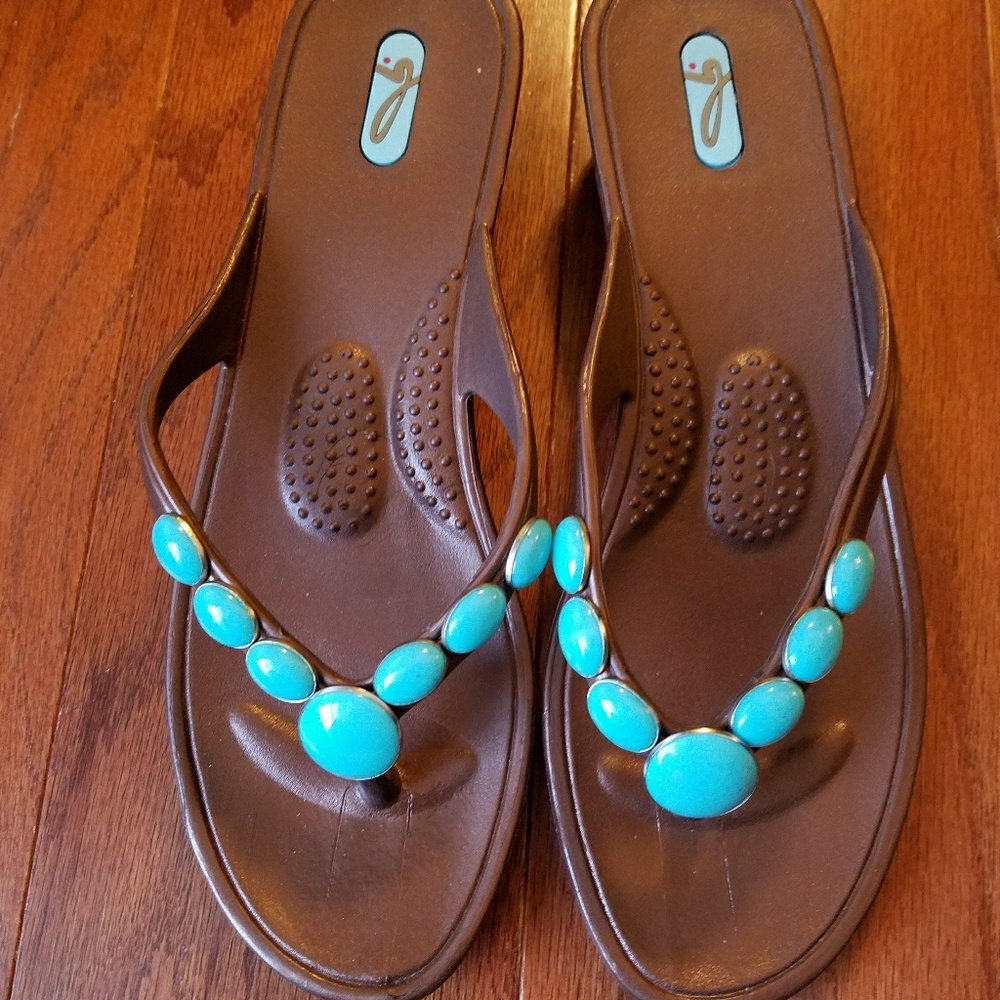 Turquoise embellished sandals